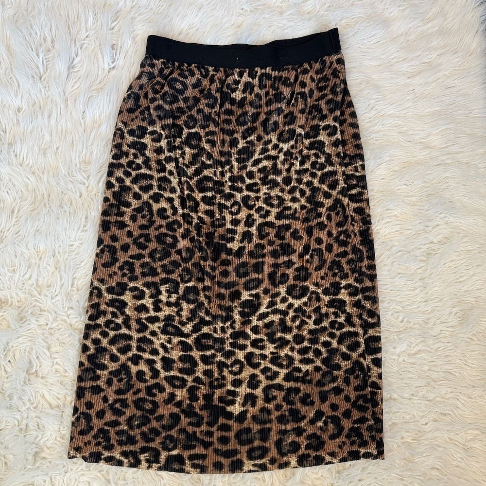 Buckle RD & Koko pleated Leopard Print pleated midi skirt Size Large